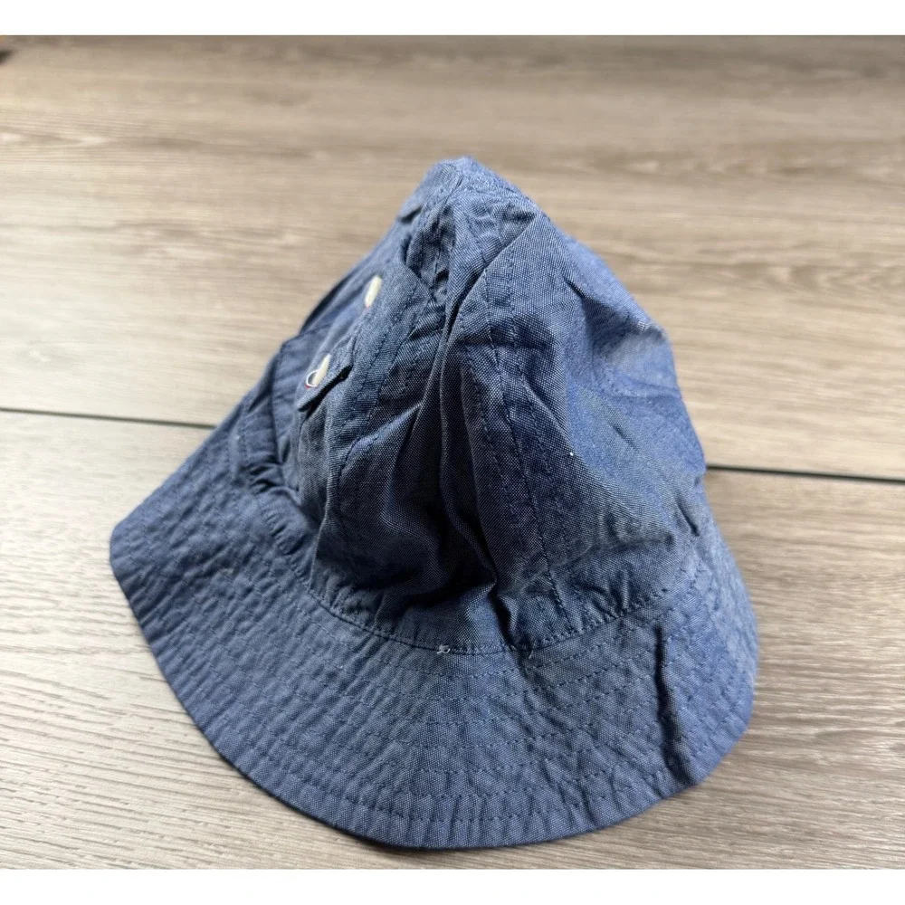 Egg by Susan Lazar Unisex Bucket Hat Chambray Cotton Blue Small
